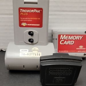 Nintendo 64 TremorPak Plus with Memory Card and  Jumper Pak
